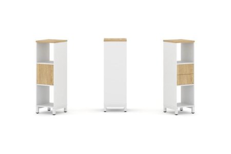 Набор стеллажа 1 сторонний, 3 яруса SN.NS-311 (387х400х1248) (Белый/Тиквуд Светлый/Металл Белый)