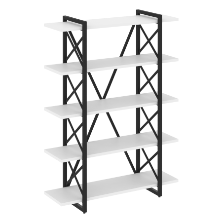 Стеллаж на регулируемых опорах-5 полок VR.L-MST.O-5.8V 1200x400x1650 (Белый Бриллиант/Черный металл)