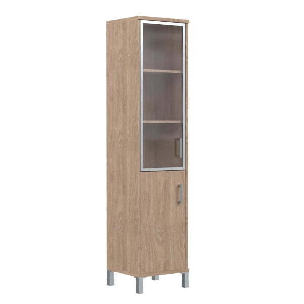 Шкаф узкий, глухая дверь без замка, левая+стеклов AL раме Born B-431.4 L 475x450x2054 (Дуб Девон)