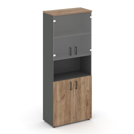 Шкаф высокий широкий SN.STS-105 (796х400х1982) (Антрацит/Дуб Табак/Прозрачный)