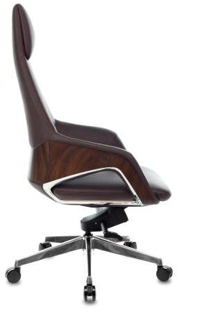 Кресло руководителя _DAO-2 коричневый кожа с подголов. крестов. алюминий (Коричневый)
