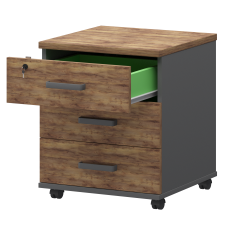 Тумба подкатная Смарт СМТ-3П Тип2 434x450x620 (Графит/Таксония)