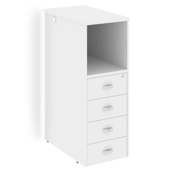 Тумба с подсветкой 4 ящика проходная, средняя Onix O.R-TV-4.S 436x767x1185 (Белый Бриллиант)