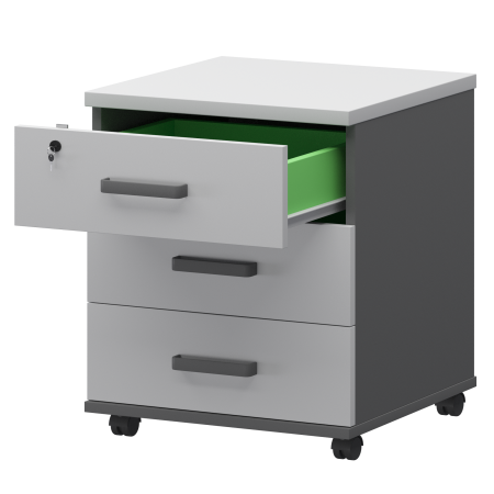 Тумба подкатная Смарт СМТ-3П Тип2 434x450x620 (Графит/Белый)