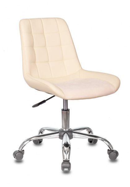 Кресло CH-350SL светло-бежевый текстиль/эко.кожа крестов. металл хром (Светло-бежевый)