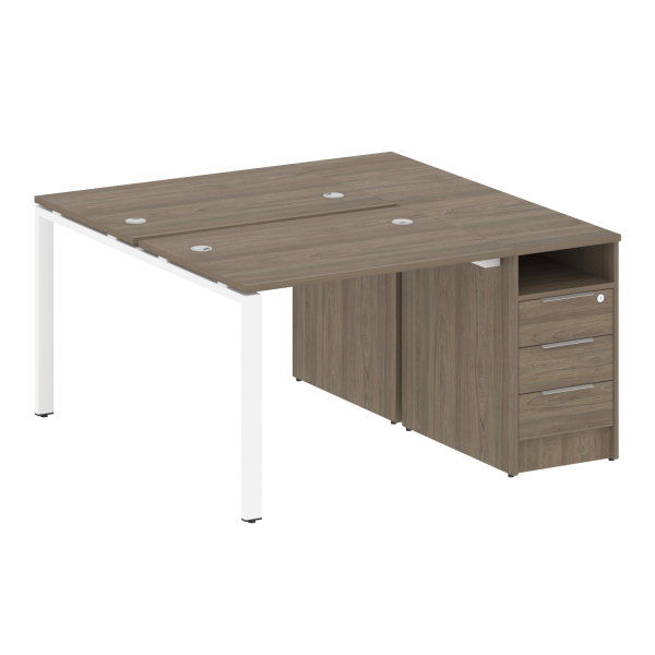 Рабочая станция с опорной тумбой Metal System Style БП.РС-СТП-2.1 1412x1475x750 (Вяз/Белый металл)