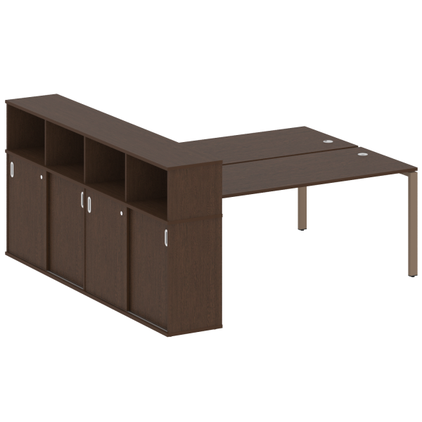 Рабочая станция с опорным шкафом-купе Metal System Style БП.РС-СШК-4.5 2210x2332x1098 (Венге Цаво/Мокко металл)