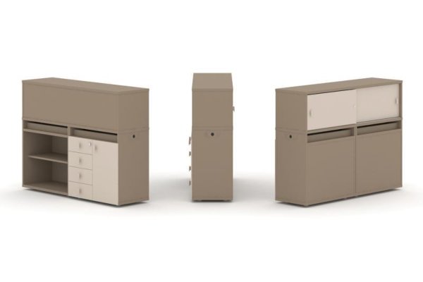 Тумба двойная + низкая надставка ES.NB.2N-8 (1500х410х1135) (Латте/Капучино)