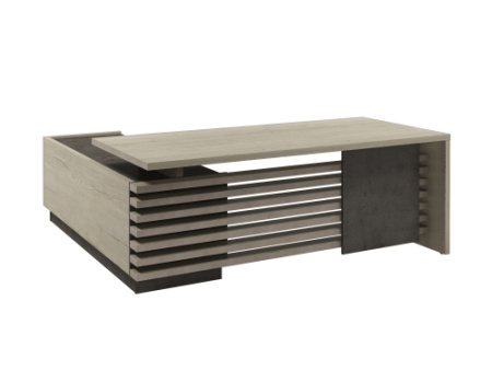 Стол с опорной тумбой, правый (без розеток) Vestar Z-220пр.0000 2000x2030x750 (Дуб Галифакс белый/Бетон Чикаго)