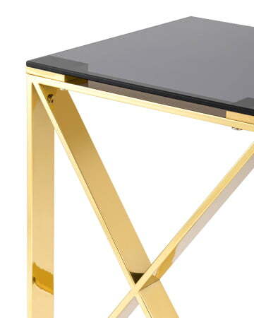 Журнальный стол 40*40 КРОСС золото стекло smoke (Журнальный стол Кросс золотой)