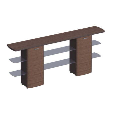Шкаф - консоль топ и раздвижные дверки в дереве, 2 стекл. полки ISixty LC2/290 2900x480x1160 (Кожа коричневая)