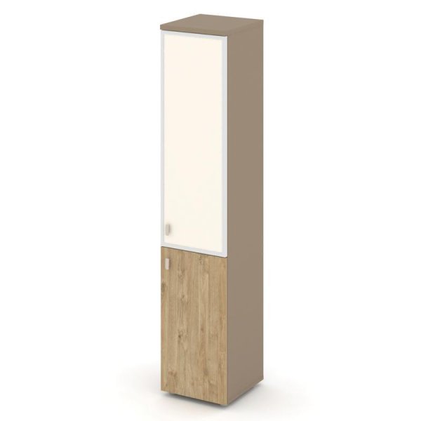 Шкаф высокий узкий прававый ES.SU-1.2R (R) I (400х420х1977) (Латте/Тиквуд Светлый/Лакобель ivory)