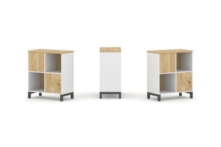 Набор стеллажа 2-х сторонний, 2 яруса SN.NSD-221 (754х400х881) (Белый/Тиквуд Светлый/Металл Антрацит)