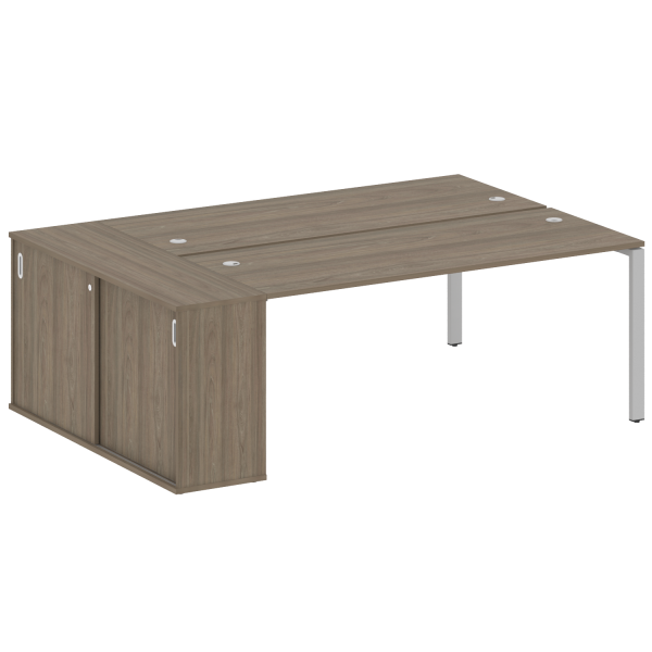 Рабочая станция с опорным шкафом-купе Metal System Style БП.РС-СШК-1.5 2210x1475x750 (Вяз/Серый металл)