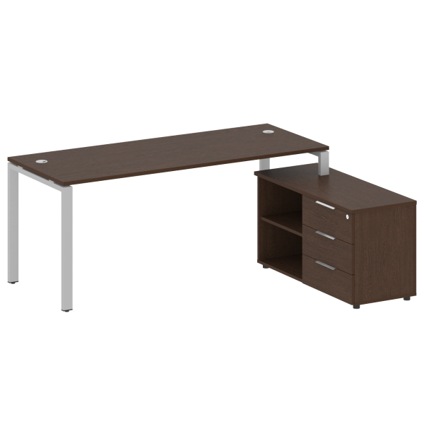 Рабочая станция с опорной тумбой правая Metal System Style БП.РС-СТС-2.5 Пр 1900x1520x750 (Венге Цаво/Серый металл)