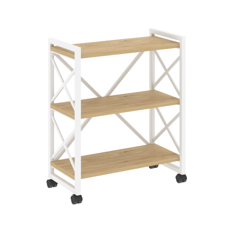 Стеллаж на колесных опорах-3 полки VR.L-MST.K-3.8 800x400x968 (Тиквуд Светлый/Белый металл)