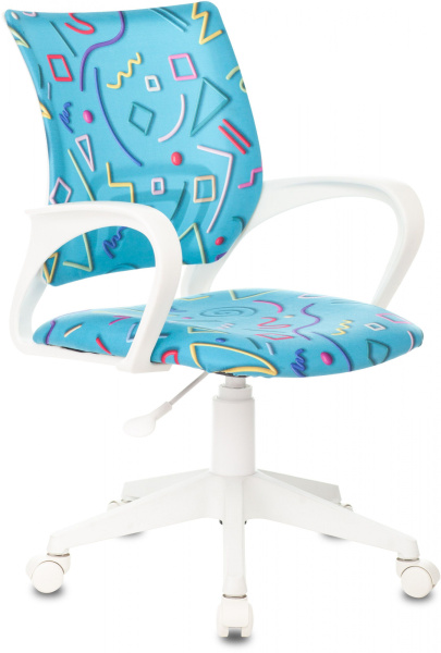 Кресло детское BUROKIDS 1 W голубой Sticks 06 крестов. пластик пластик белый (Голубой)