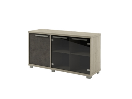 Шкаф низкий трехсекционный левый Vestar Z-13-11л 1556x500x832 (Дуб Галифакс белый/Бетон Чикаго)