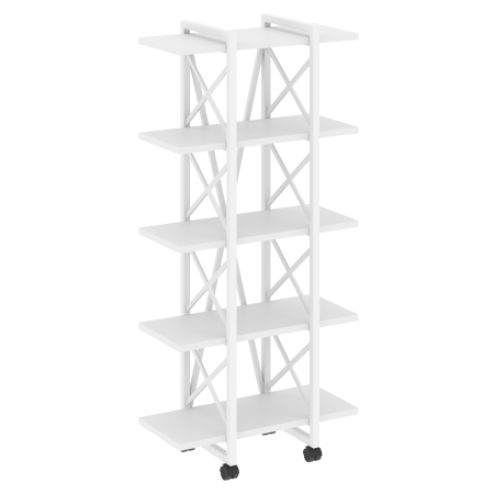 Стеллаж на колесных опорах-5 полок VR.L-MST.K-5.4V 800x400x1704 (Белый Бриллиант/Белый металл)