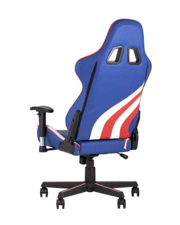 Кресло игровое TopChairs Cherokee синее (Геймерское кресло Cherokee синий, белый, красный)