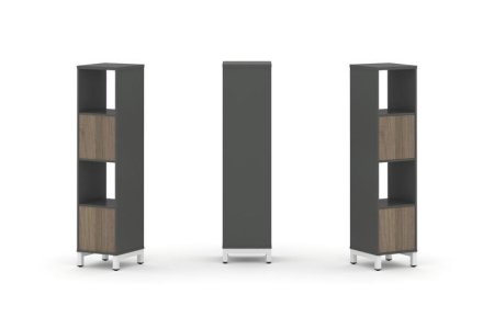 Набор стеллажа 1 сторонний, 4 яруса SN.NS-411 (387х400х1615) (Антрацит/Вяз Благородный/Металл Белый)