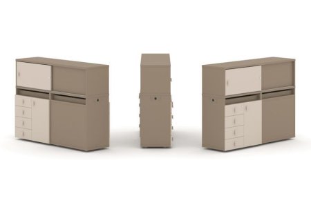 Тумба двойная + низкая надставка ES.NB.2N-18 (1500х410х1135) (Латте/Капучино)