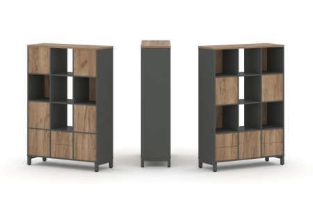 Набор стеллажа 2-х сторонний, 4 яруса SN.NSD-431 (1121х400х1615) (Антрацит/Дуб Табак/Металл Антрацит)
