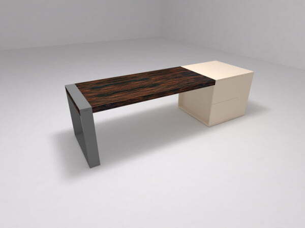 Стол приставной к тумбе Brix BR.00.23 1800x800x750 (Бежевый (акрил)Серый)