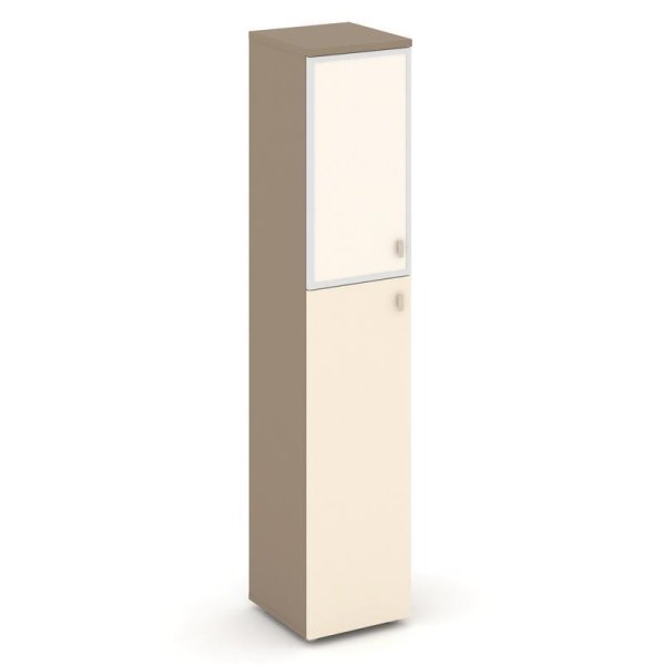 Шкаф высокий узкий левый ES.SU-1.7R (L) I (400х420х1977) (Латте/Сатин/Лакобель ivory)