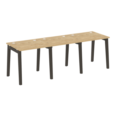 Рабочая станция на деревянных опорах Onix Wood OW.RS-3.0.7 2340x720x750 (Тиквуд Светлый/Дуб Темный)