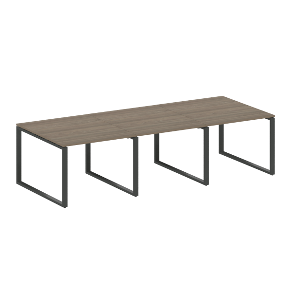Переговорный стол 3 столешницы Metal System Style БО.ПРГ-3.1 3000x1235x750 (Вяз/Антрацит металл)
