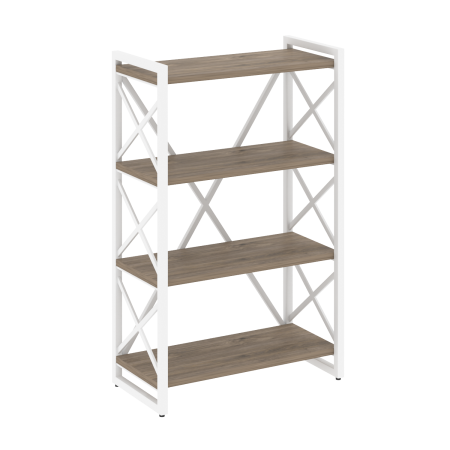 Стеллаж на регулируемых опорах-4 полки VR.L-MST.O-4.8 800x400x1280 (Тиквуд Темный/Белый металл)