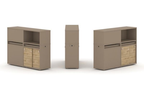 Тумба двойная + низкая надставка ES.NB.2N-19 (1500х410х1135) (Латте/Тиквуд Светлый)