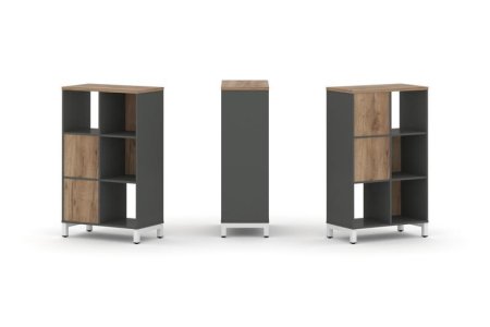 Набор стеллажа 2-х сторонний, 3 яруса SN.NSD-321 (754х400х1248) (Антрацит/Дуб Табак/Металл Белый)