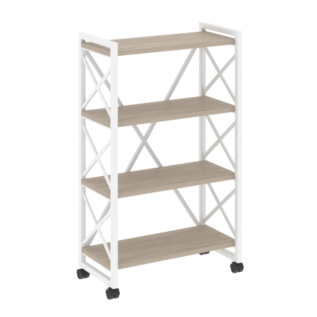 Стеллаж на колесных опорах-4 полки VR.L-MST.K-4.8 800x400x1334 (Дуб Аттик/Белый металл)