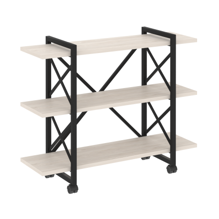 Стеллаж на колесных опорах-3 полки VR.L-MST.K-3.8V 1200x400x968 (Денвер Светлый/Черный металл)