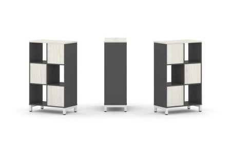 Набор стеллажа 1 сторонний, 3 яруса SN.NS-321 (754х400х1248) (Антрацит/Дуб Наварра/Металл Белый)