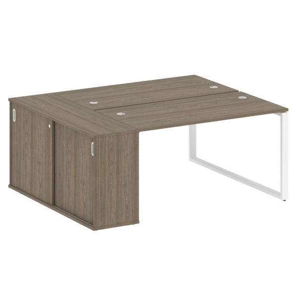 Рабочая станция с шкафом-купе на О-образном м/к Metal System Style БО.РС-СШК-1.3 Т 1810x1475x750 (Вяз/Белый металл)