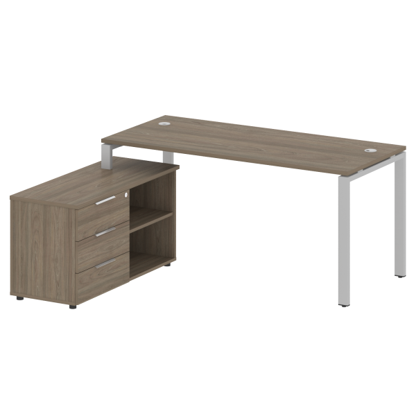 Рабочая станция с опорной тумбой левая Metal System Style БП.РС-СТС-2.4 Л 1700x1520x750 (Вяз/Серый металл)