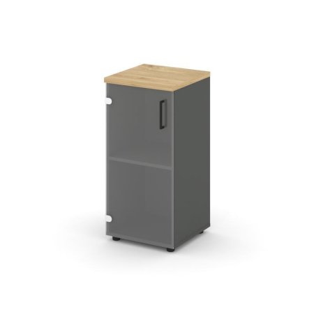 Шкаф низкий узкий SN.STU-302(L) (400х400х833) (Антрацит/Тиквуд Светлый/Прозрачный)