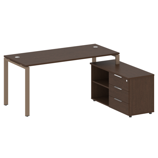 Рабочая станция с опорной тумбой правая Metal System Style БП.РС-СТС-2.4 Пр 1700x1520x750 (Венге Цаво/Мокко металл)