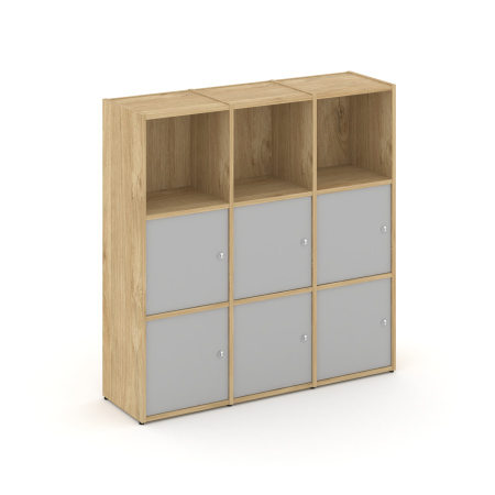 Стеллаж Locker Plus LK.K-003 1188x350x1203 (Тиквуд Светлый | Серый)