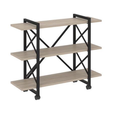 Стеллаж на колесных опорах-3 полки VR.L-MST.K-3.8V 1200x400x968 (Дуб Аттик/Черный металл)
