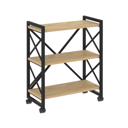 Стеллаж на колесных опорах-3 полки VR.L-MST.K-3.8 800x400x968 (Тиквуд Светлый/Черный металл)