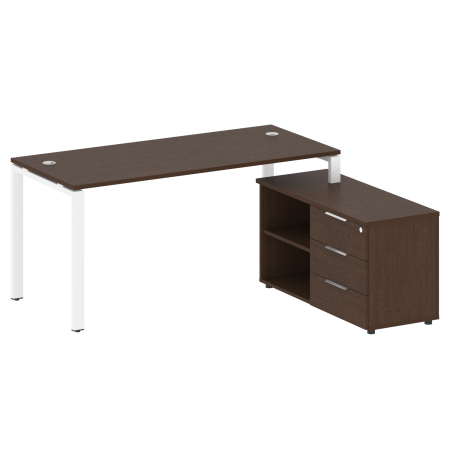 Рабочая станция с опорной тумбой правая Metal System Style БП.РС-СТС-2.4 Пр 1700x1520x750 (Венге Цаво/Белый металл)