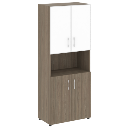 Шкаф для документов с нишей со стеклом белым LT.ST-1.4 R White (Вяз Благородный)