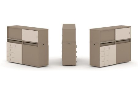 Тумба двойная + низкая надставка ES.NB.2N-17 (1500х410х1135) (Латте/Капучино)