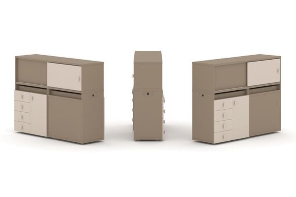 Тумба двойная + низкая надставка ES.NB.2N-17 (1500х410х1135) (Латте/Капучино)