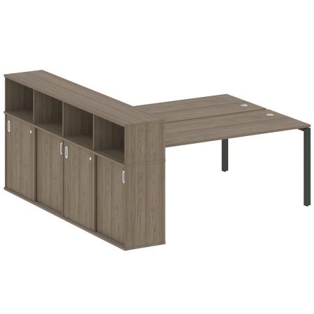 Рабочая станция с опорным шкафом-купе Metal System Style БП.РС-СШК-4.5 2210x2332x1098 (Вяз/Антрацит металл)