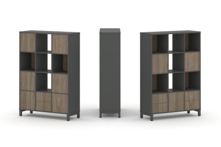 Набор стеллажа 2-х сторонний, 4 яруса SN.NSD-431 (1121х400х1615) (Антрацит/Вяз Благородный/Металл Антрацит)